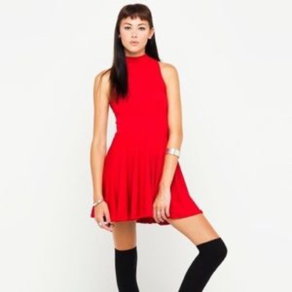 Asos red mock neck dress